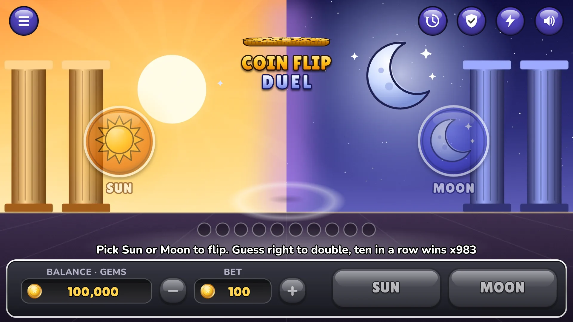 The coin spins in the air