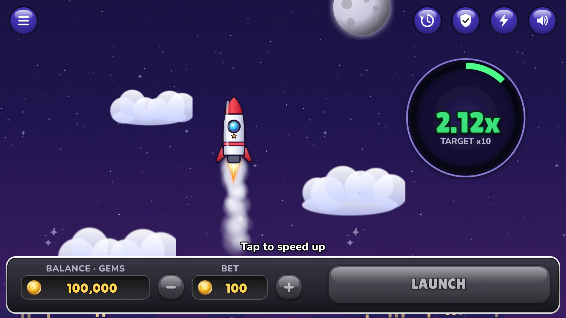 The multiplier climbs as the rocket flies