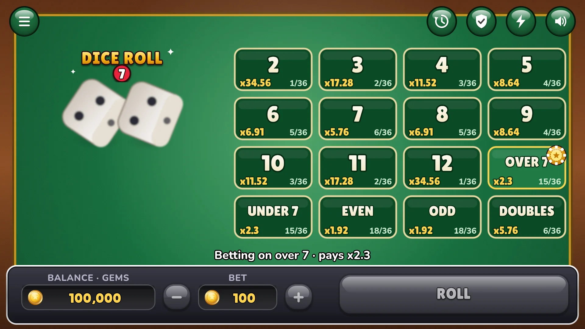 The dice tumble across the felt