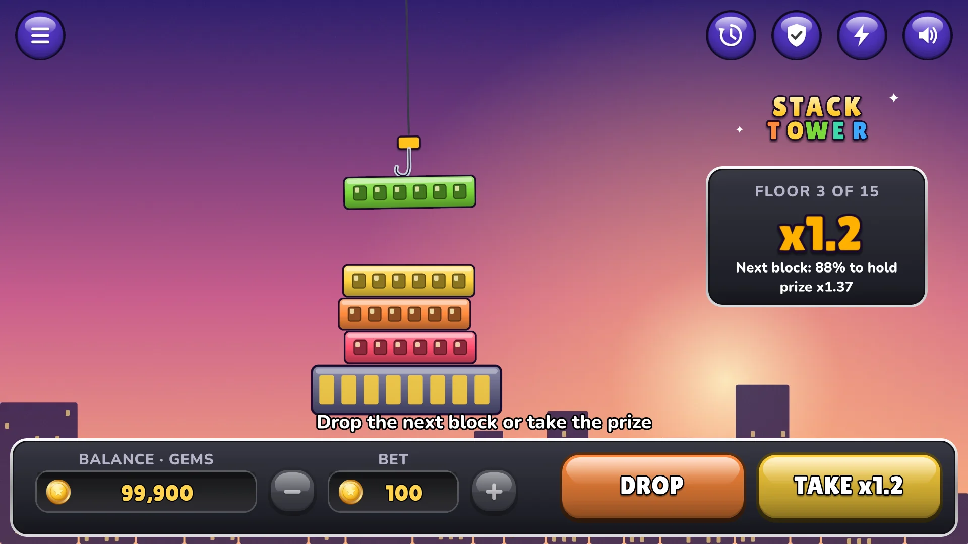 Drop each floor onto the tower